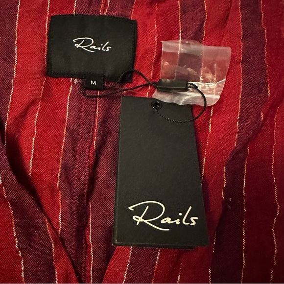 Rails Thea Rouge Stripe Tie Waist Blouse - Picture 7 of 9